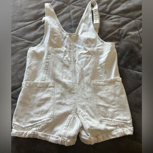Stitch + Feather White Denim Overalls Shorts Size Medium